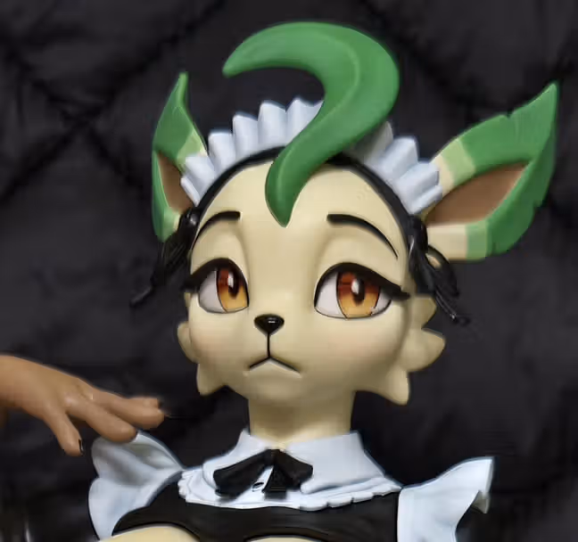 Maid Leafeon Furry Statue | Pokemon Fan Art by YLZX3 NSFW 3d printed,3d printed statue,Pokemon Statue ,Leafeon statue,nsfw statue,furry statue