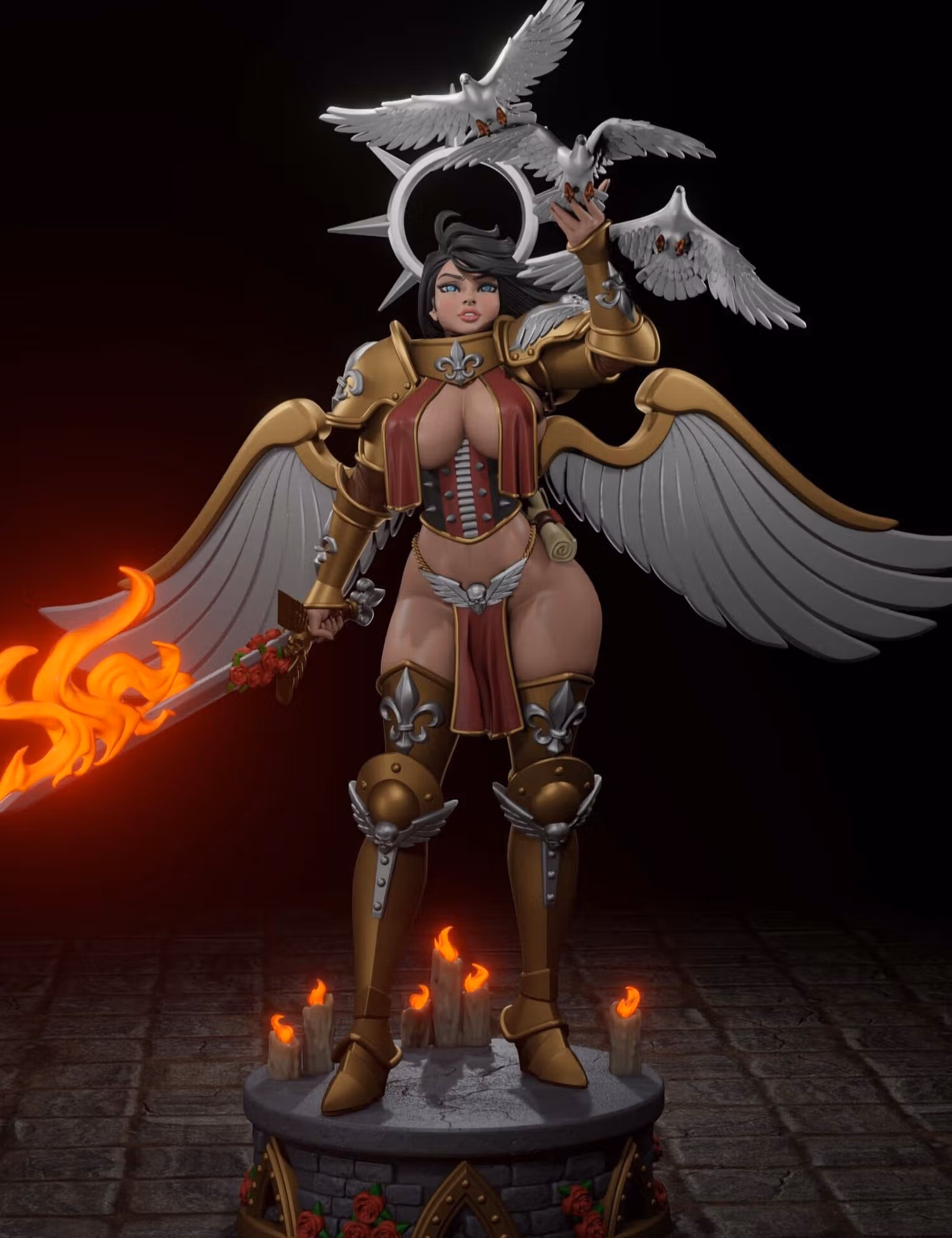 Battle Thicc Saint Celeste Statue | 40k Fan Art by Digital Dark SFW,NSFW,Futa 3d printed statue,3d printed,nsfw statue,futa statue,futa figurines,futanari figurines,futanari statue,3d printed figure,Battle Thicc Saint Celeste Statue,warhammer 40k statue 