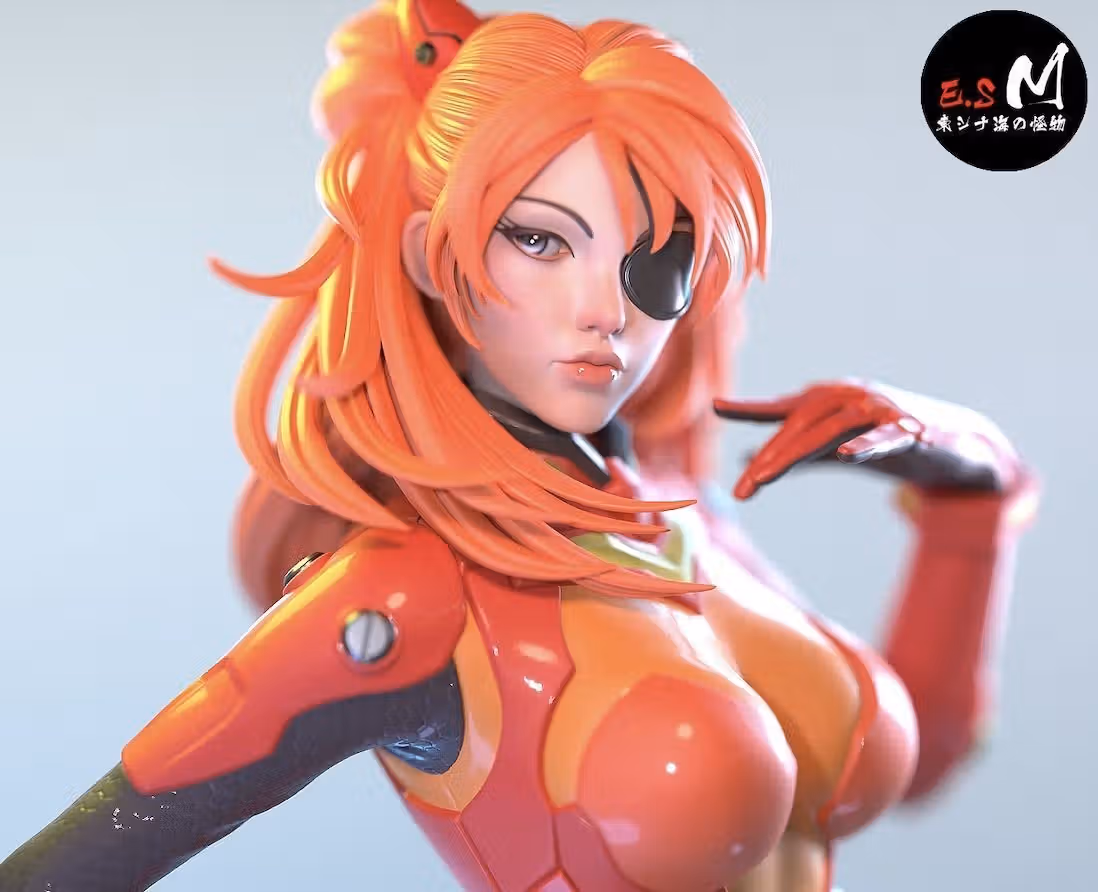 Auska Statue | Evangelion Fan Art by E.S Monster SFW,NSFW 3d printed statue,3d printed,nsfw statue,3d printed figure,Auska Statue,Evangelion Statue