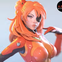 Auska Statue | Evangelion Fan Art by E.S Monster SFW,NSFW 3d printed statue,3d printed,nsfw statue,3d printed figure,Auska Statue,Evangelion Statue