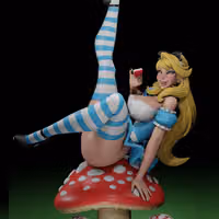Alice Sitting Statue | Wonderland Fan Art by Digital Dark SFW,NSFW,Futa 3d printed statue,3d printed,nsfw statue,futa statue,futa figurines,futanari figurines,futanari statue,3d printed figure,Alice Sitting Statue,Wonderland Statue