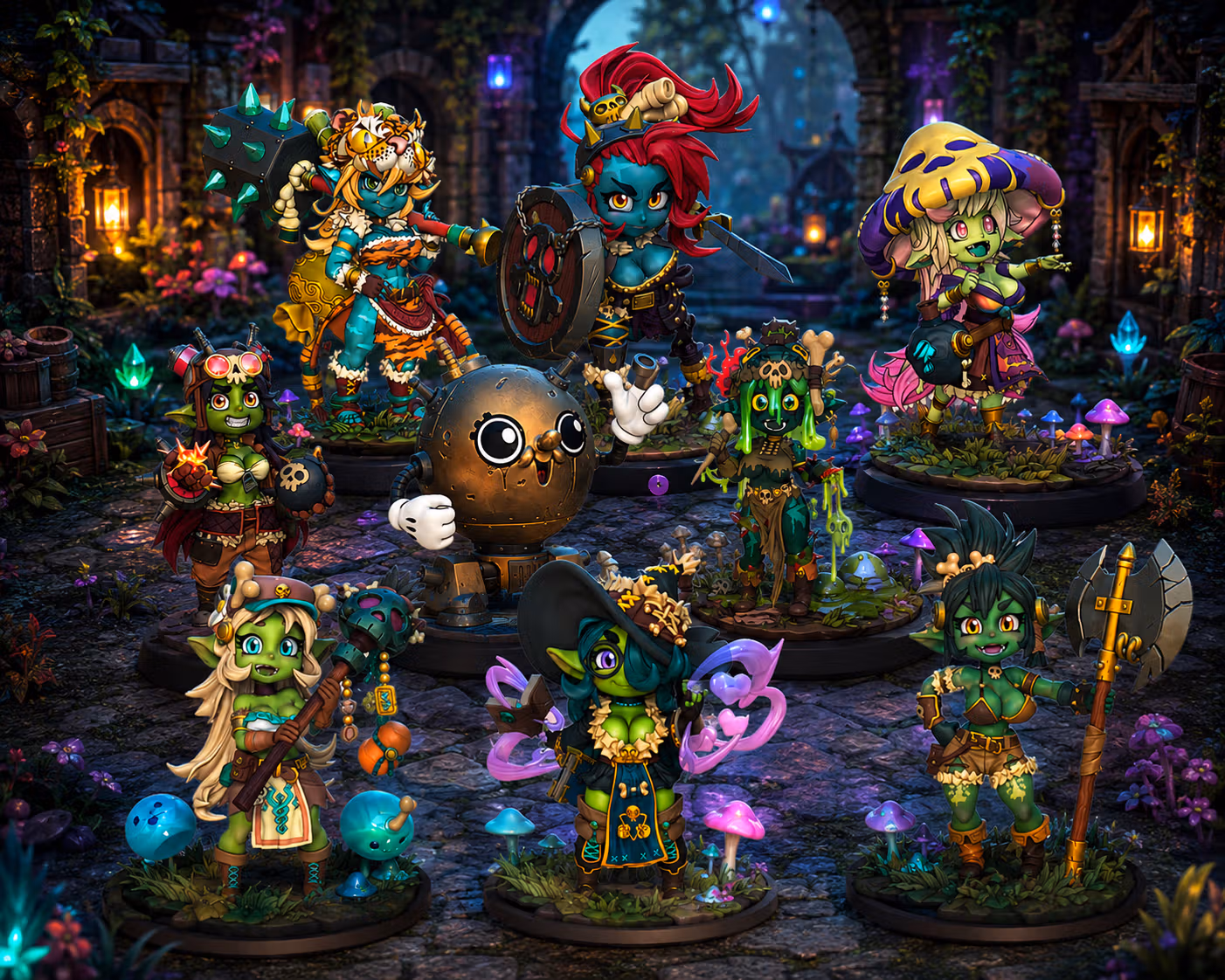 Goblin Team Gobettes Miniature Pack | DnD Fan Art by RoninArtsWorkshop SFW 3d printed,goblin miniature,3d printed miniature,sfw miniature,Warrior Goblin,Goblin Girl Team,Gobettes miniature