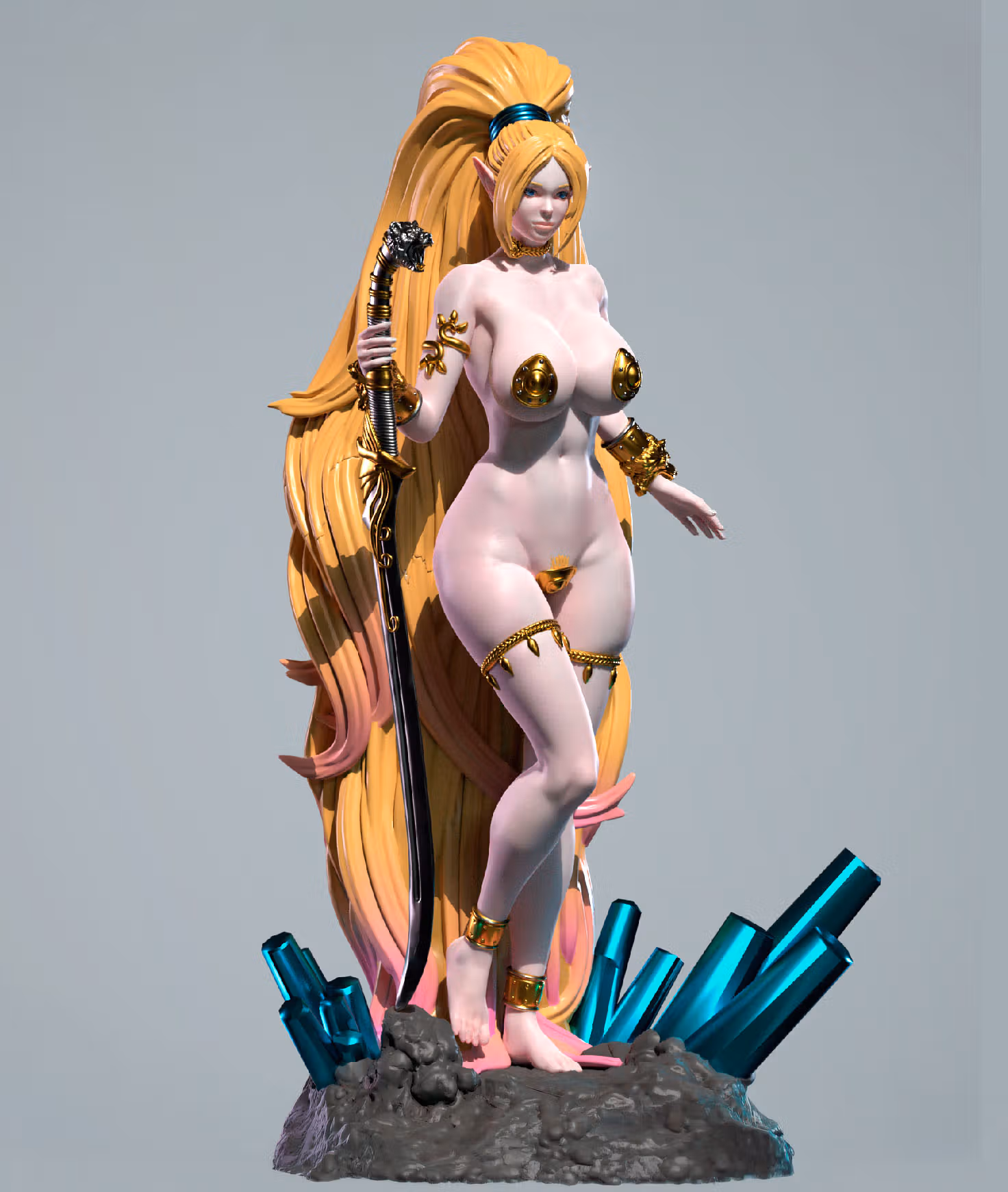 Blue Sammy Statue | Original Fan Art by Freyas Fantasys SFW,NSFW 3d printed statue,3d printed,3d printed figure,Blue Sammy Statue,Original Statue,nsfw statue