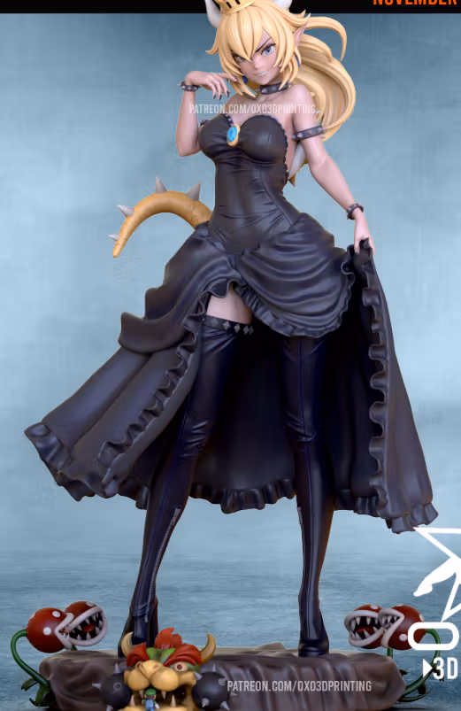 Bowsette Statue | Super Mario Fan Art by OXO3D SFW 3d printed,3d printed statue,3d printed figure,Bowsette Statue,Super Mario Statue