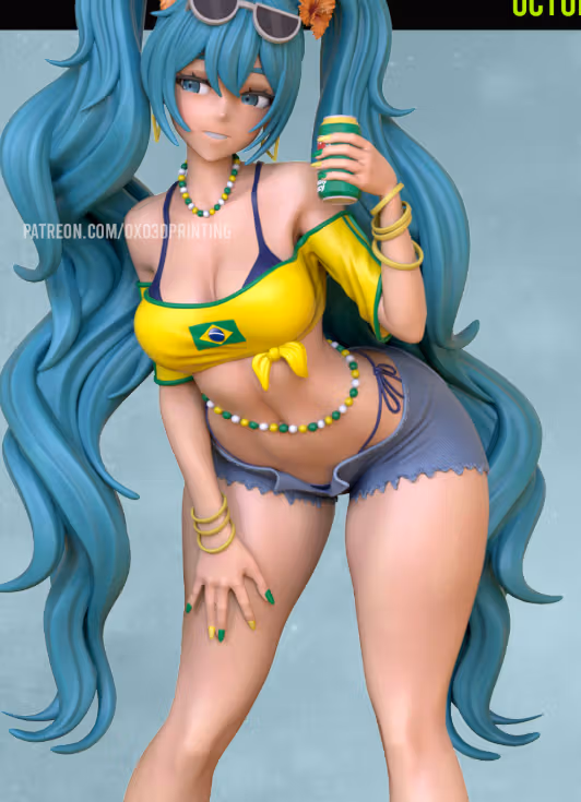 Hatsune Miku Brazilian Statue | Vocaloid Fan Art by OXO3D SFW 3d printed,3d printed statue,3d printed figure,Hatsune Miku Brazilian Statue,Vocaloid
