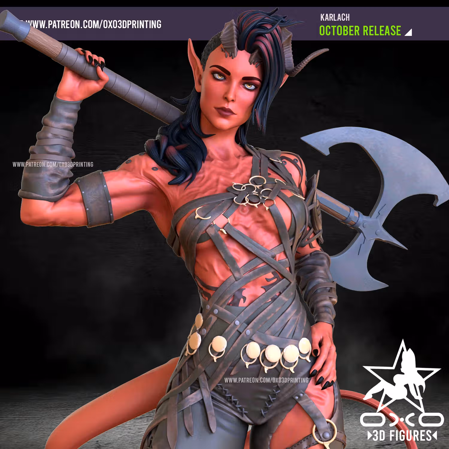 Karlach Statue | Baldur's Gate 3 Fan Art by OXO3D SFW,NSFW 3d printed statue,3d printed,nsfw statue,3d printed figure,Karlach Statue,Baldur's Gate 3 Statue