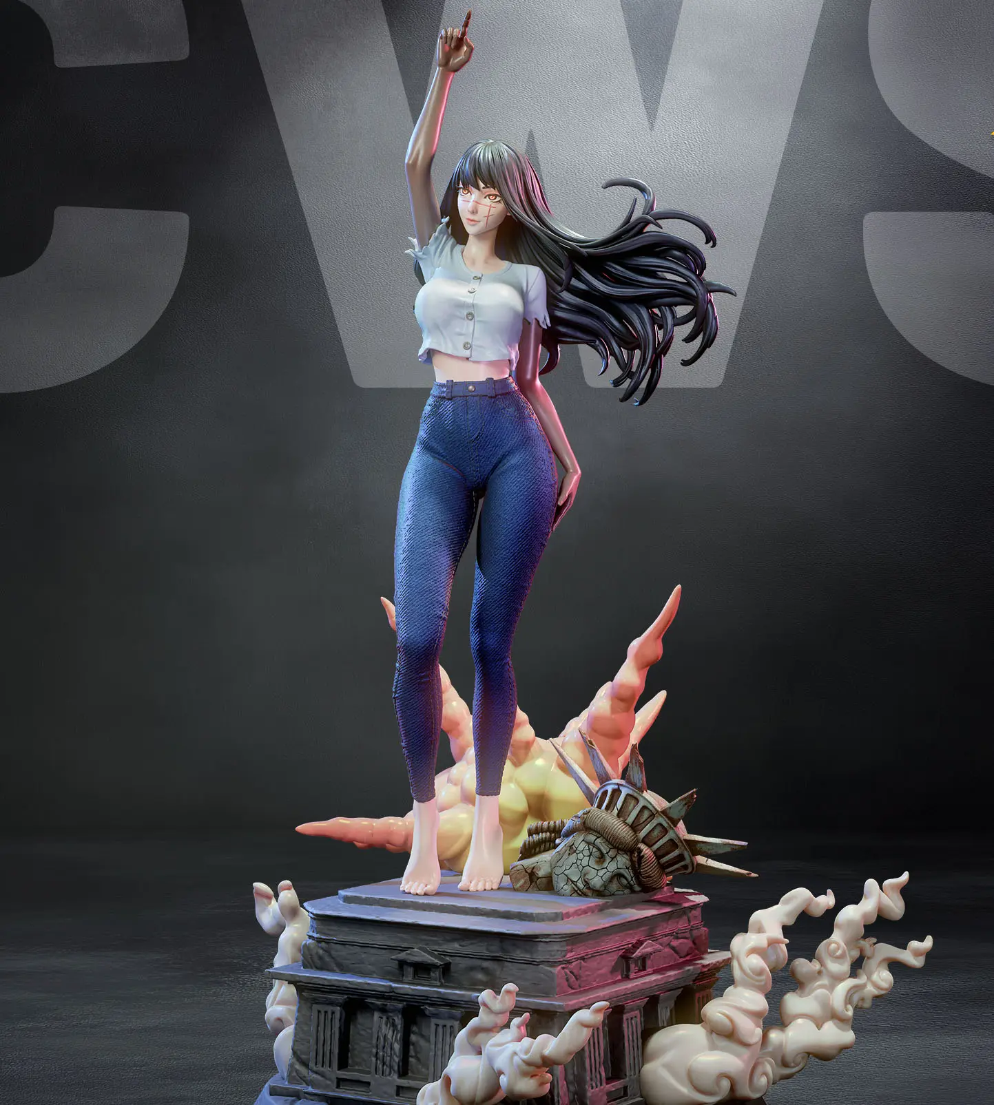 Yoru Statue | Chainsaw Man Fan Art by CW Studios SFW,NSFW 3d printed statue,Chainsaw Man Statue,3d printed,Yoru Statue,3d printed figure,nsfw statue