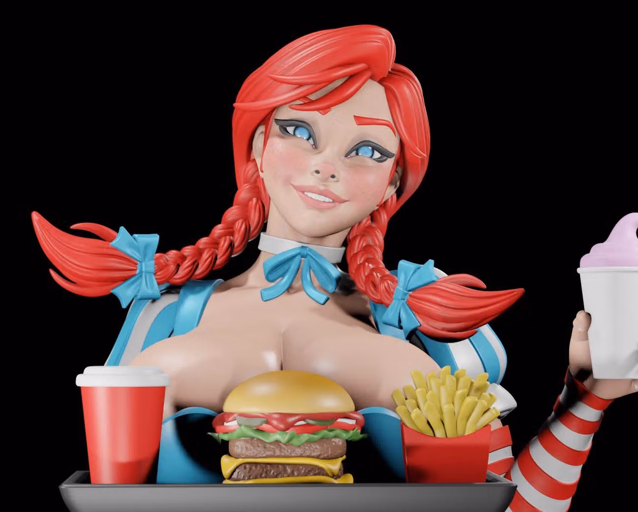 Wendy's Statue | Wendys Fan Art by Digital Dark SFW,NSFW,Futa futa statue,3d printed,nsfw statue,Wendy's Statue,3d printed figure,Wendys Statue,futa figurines,futanari figurines,futanari statue