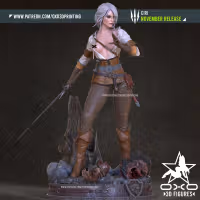 Ciri Statue | The Witcher Fan Art by OXO3D SFW,NSFW 3d printed statue,3d printed,nsfw statue,3d printed figure,Ciri Statue,The Witcher Statue