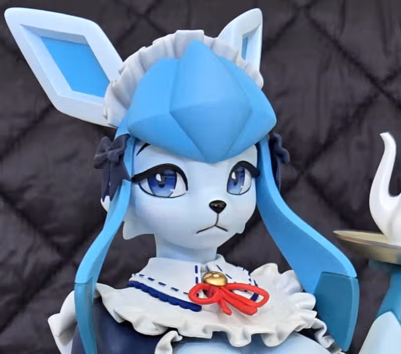 Maid Glaceon Furry Statue | Pokemon Fan Art by YLZX3 NSFW 3d printed,3d printed statue,Pokemon Statue ,Glaceon statue,nsfw statue,furry statue
