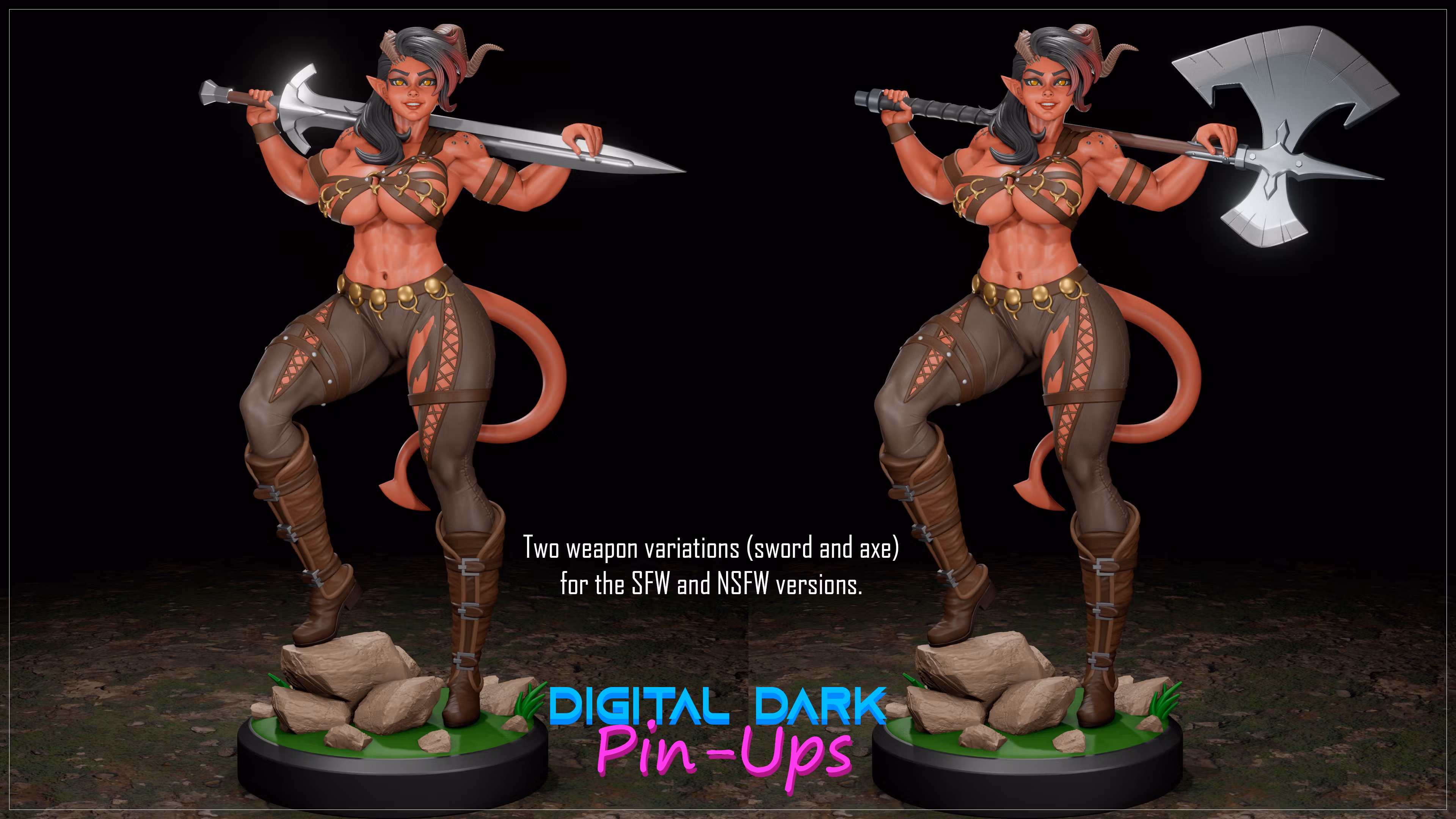 Karlach Statue | Baldur's Gate 3 Fan Art by Digital Dark SFW,NSFW,Futa 3d printed statue,3d printed,nsfw statue,3d printed figure,futa statue,Karlach Statue,Baldur's Gate 3,futa figurines,futanari figurines,futanari statue