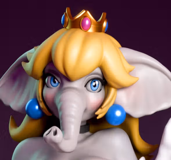 Elephant Princess Peach Furry Statue | Super Mario Fan Art by mowmaw NSFW,Futa 3d printed,Princess Peach statue,futa statue,Super Mario statue,furry statue,nsfw statue,futa figurines,futanari figurines,futanari statue