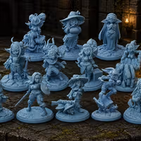 Goblin Team v2 Miniature Pack | DnD Fan Art by Twin Goddess Miniatures SFW 3d printed,goblin miniature,3d printed miniature,sfw miniature,Goblin Girl Team