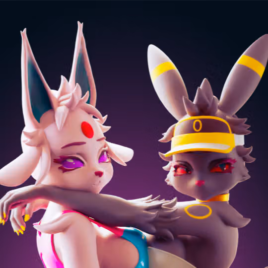 Espeon and Umbreon Eevee Statue | Pokemon Fan Art by Officer Rhu SFW,NSFW,Futa 3d printed,Espeon and Umbreon statue,futa statue,pokemon statue,furry statue,nsfw statue,futa figurines,futanari figurines,futanari statue