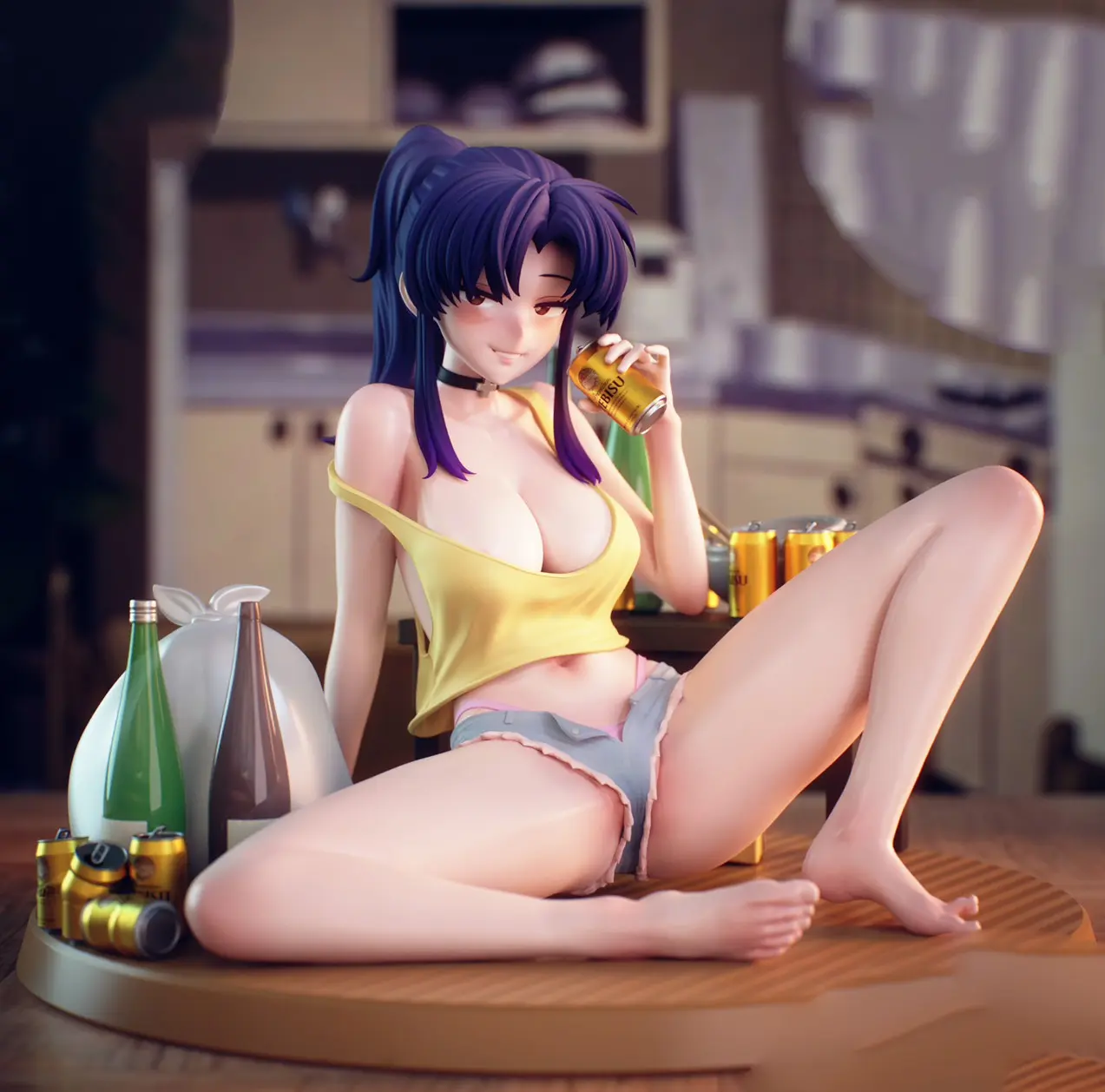 Misato Statue | Evangelion Fanart von PikkyPrints SFW,NSFW 3d printed statue,3d printed,3d printed figure,Evangelion Statue,Misato Statue,nsfw statue