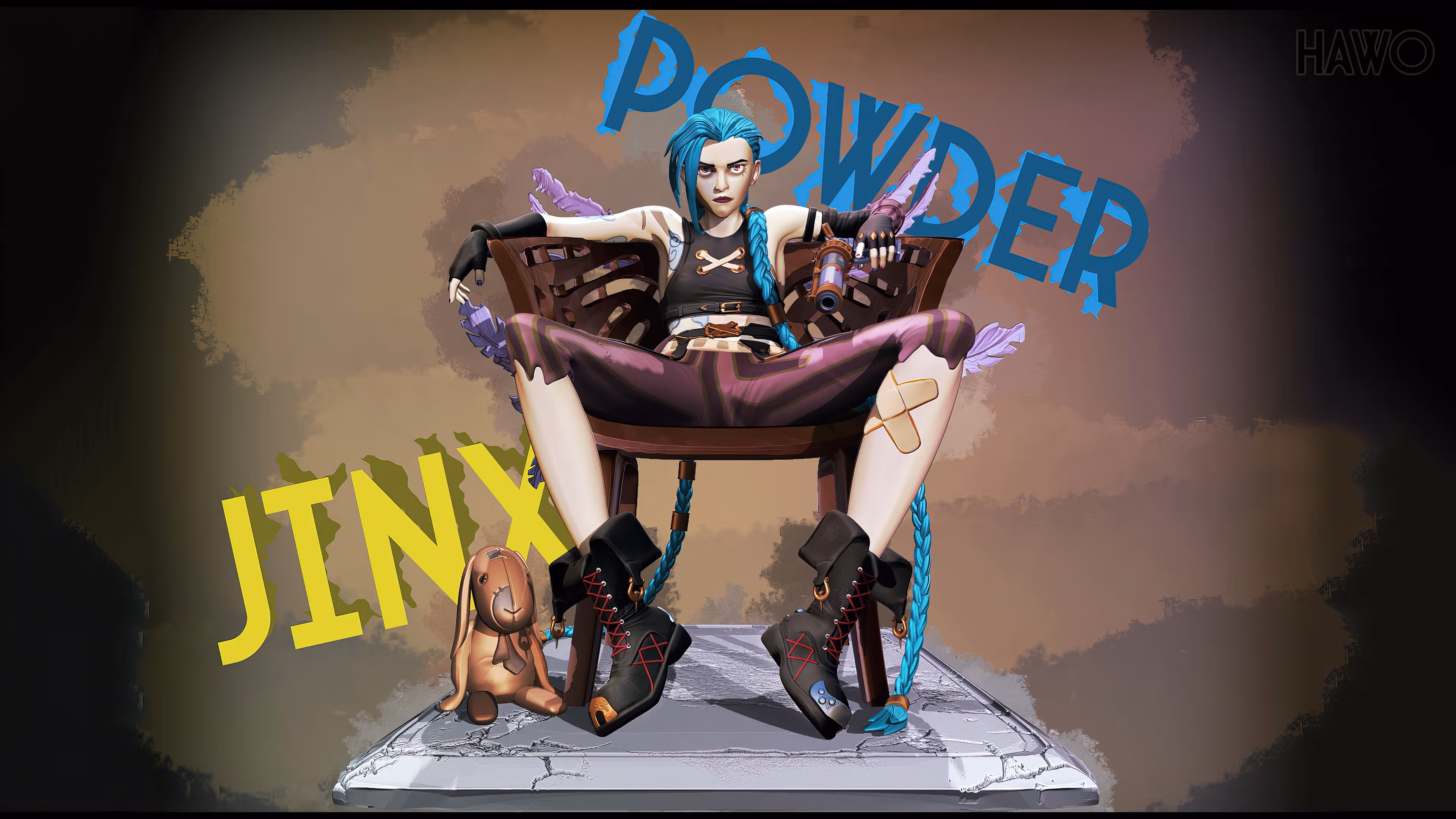 Jinx Statue | Arcane Fanart von Hawo SFW 3d printed statue,3d printed,league of legends,3d printed figure,Jinx Statue