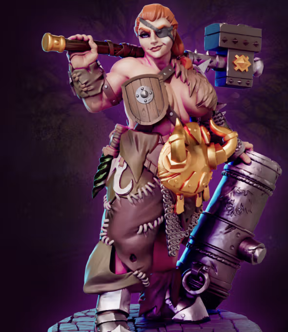 Drunga Smallgut the female Ogre Miniature | DnD Fan Art by Gaz Minis SFW,NSFW 3d printed,miniature,dnd miniature,Drunga Smallgut the female Ogre,3d printed miniature,nsfw miniature