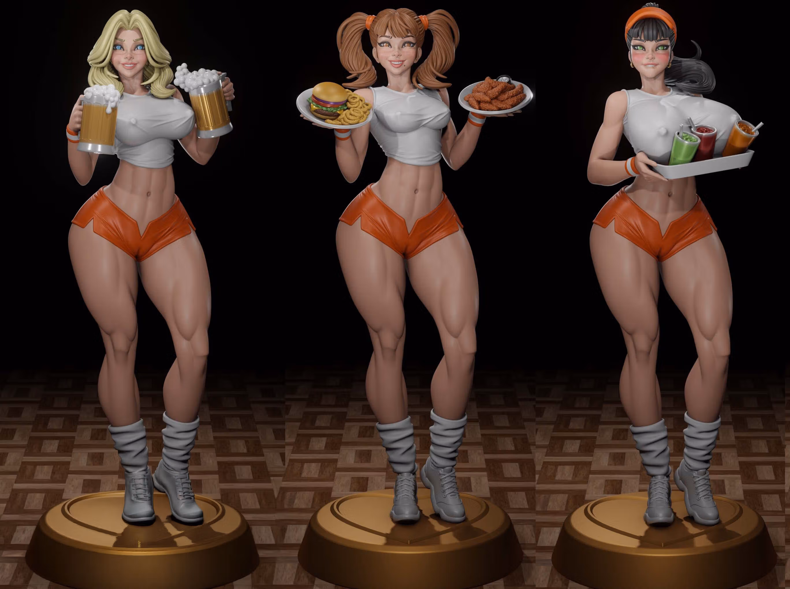 Hooters Girls Statue | Original Fanart von Digital Dark SFW,NSFW,Futa 3d printed statue,3d printed,nsfw statue,futa statue,futa figurines,futanari figurines,futanari statue,3d printed figure,Hooters Girls Statue