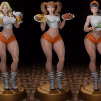 Hooters Girls Statue | Original Fan Art by Digital Dark SFW,NSFW,Futa 3d printed statue,3d printed,nsfw statue,futa statue,futa figurines,futanari figurines,futanari statue,3d printed figure,Hooters Girls Statue