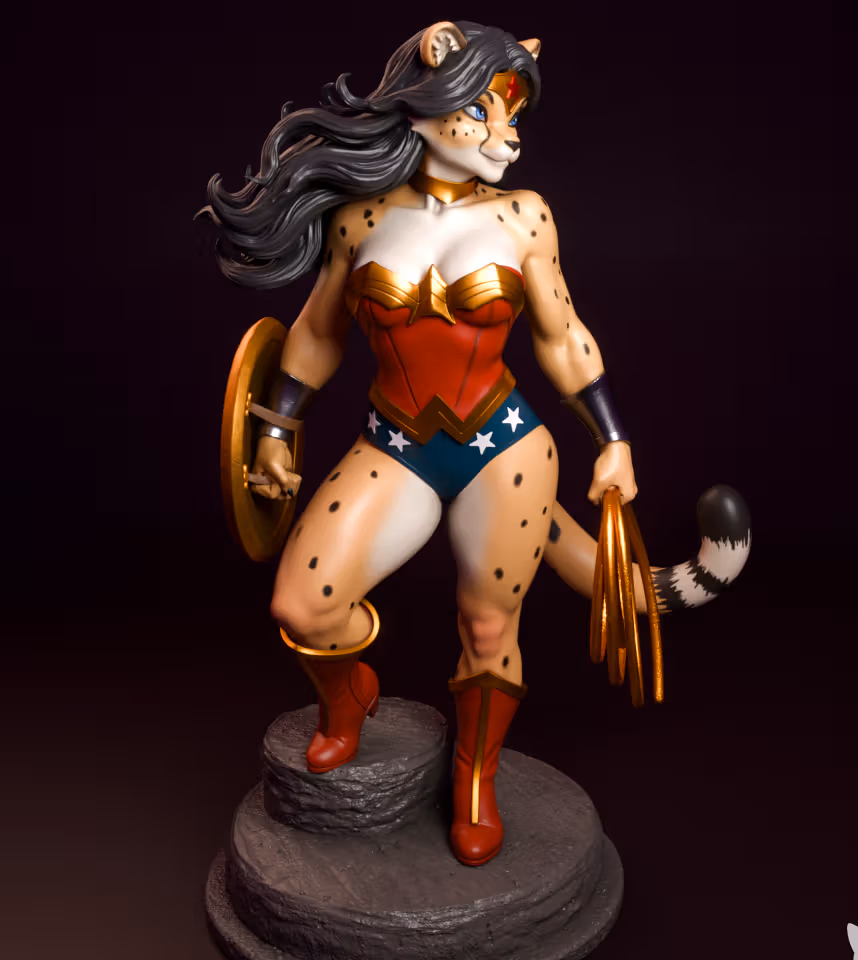 Estatua Anthro Wonder Woman Furry | DC Fan Art por mowmaw SFW 3d printed,3d printed statue,Wonder Woman statue,DC statue,furry statue