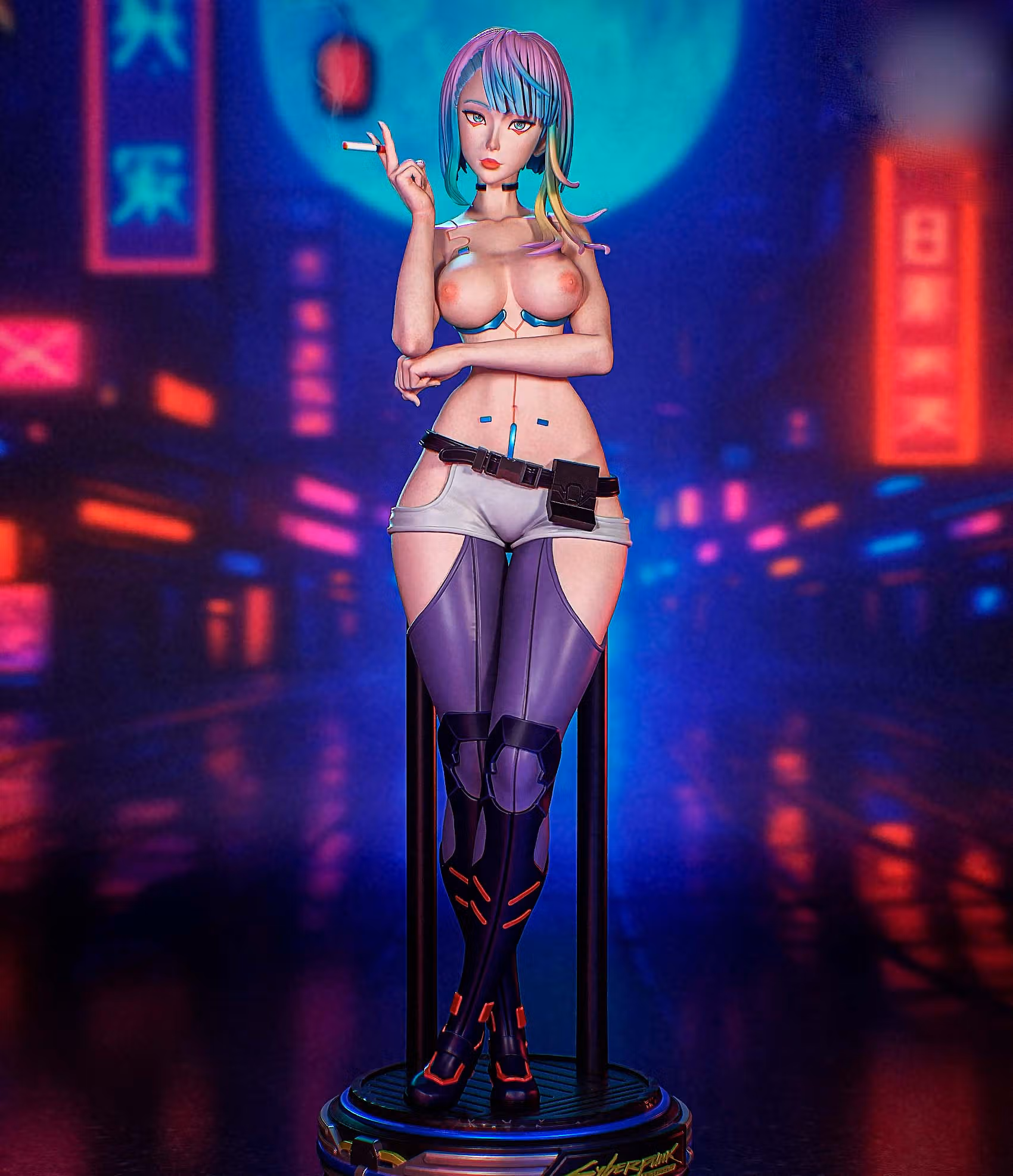 Lucy Statue | Cyberpunk2077 Fan Art by PEACHFIGURE SFW,NSFW 3d printed,3d printed statue,Cyberpunk statue,Lucy statue,nsfw statue