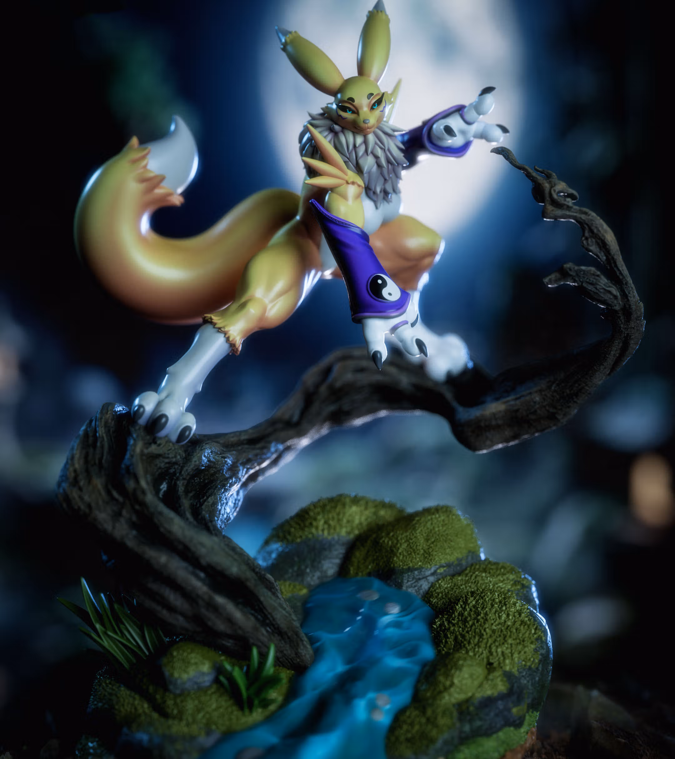 Renamon Furry Tree Statue | Digimon Fan Art by Gatsu SFW,NSFW,Futa 3d printed statue,3d printed,nsfw statue,futa statue,Digimon Statue,Renamon statue,futa figurines,futanari figurines,futanari statue,furry statue