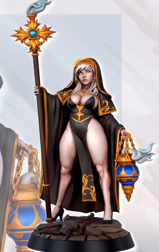 Cleric Eleanora Miniature | DnD Fan Art by Gaz Minis SFW,NSFW 3d printed,miniature,dnd miniature,Cleric Eleanora,3d printed miniature,nsfw miniature