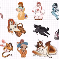 Furry Nsfw Girl Mix Pack Sticker | Original Vinyl Sticker NSFW furry sticker,stickers,furry nsfw sticker,NSFW stickers