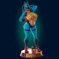 Lucario Thicc Muscle Mommy Statue | Pokemon Fan Art by Officer Rhu SFW,NSFW,Futa 3d printed statue,3d printed,nsfw statue,futa statue,Lucario statue,Pokemon statue,futa figurines,futanari figurines,futanari statue