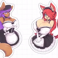 Maid 2 furry girl Sticker | Original Vinyl Sticker SFW maid furry,furry sticker,maid sticker,sfw sticker