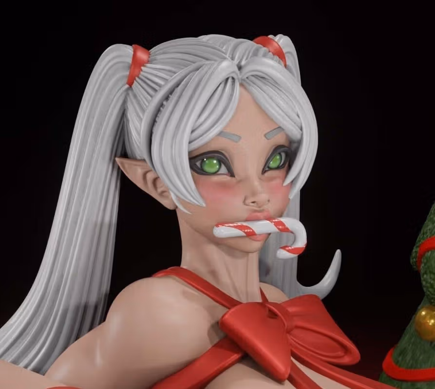 Frieren Xmas Statue | Frieren: Beyond Journey's End Fan Art by Digital Dark SFW,NSFW,Futa 3d printed statue,3d printed,nsfw statue,3d printed figure,Frieren Xmas Statue,futa statue,futa figurines,futanari figurines,futanari statue