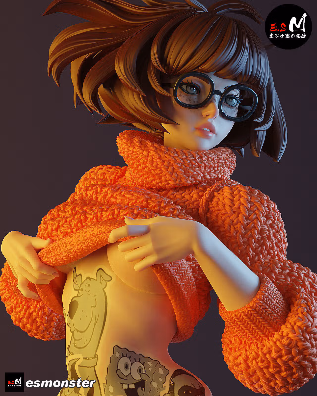 Velma Statue | Scooby-Doo Fan Art by E.S Monster SFW,NSFW 3d printed statue,3d printed,nsfw statue,3d printed figure,Velma Statue,Scooby-Doo Statue