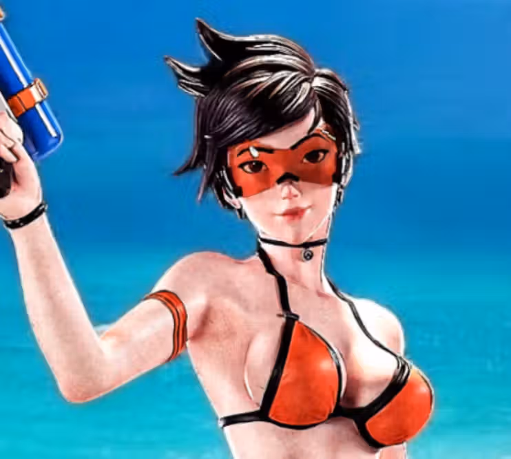 Tracer Statue | Overwatch Fan Art by PEACHFIGURE SFW,NSFW 3d printed statue,3d printed,nsfw statue,3d printed figure,Tracer statue,Overwatch statue