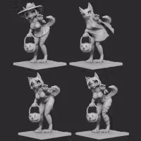 Wolfy Hallowen Statue | Original Fan Art by bosman697 SFW,NSFW null