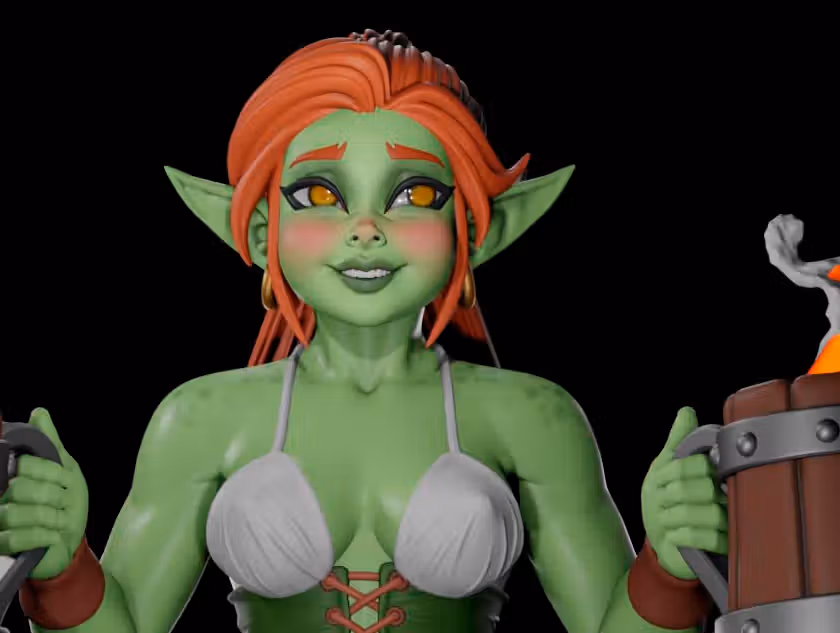 Goblin Girl Barmaid Statue | Original Fan Art by Digital Dark SFW,NSFW,Futa futa statue,3d printed,nsfw statue,Goblin Girl Barmaid Statue,3d printed figure,3d printed,futa figurines,futanari figurines,futanari statue