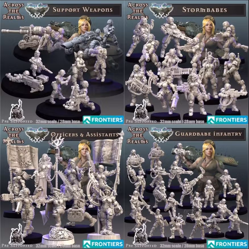 Pin Up Corps Mega Pack Miniature | 40k Fan Art by Across the Realms SFW,NSFW Grimdark,40k miniature,warhammer 40k,sfw miniature,miniature,3d printed,3d printed miniature,Pin Up Corps