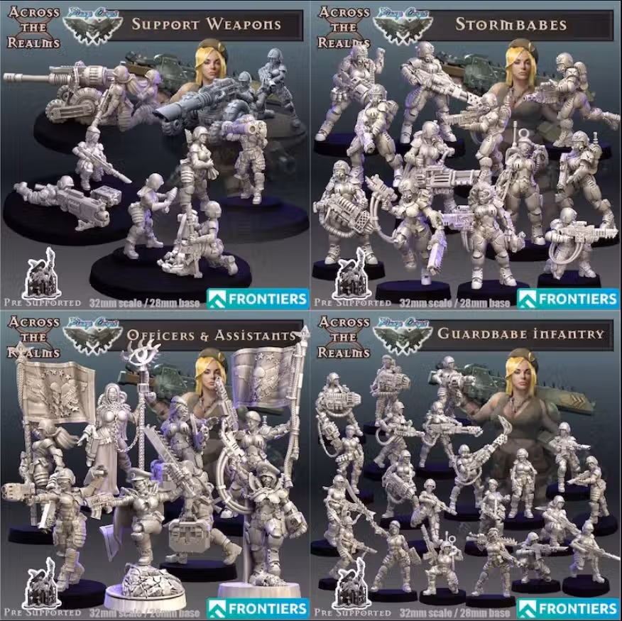Pin Up Corps Mega Pack Miniature | 40k Fan Art by Across the Realms SFW,NSFW Grimdark,40k miniature,warhammer 40k,sfw miniature,miniature,3d printed,3d printed miniature,Pin Up Corps