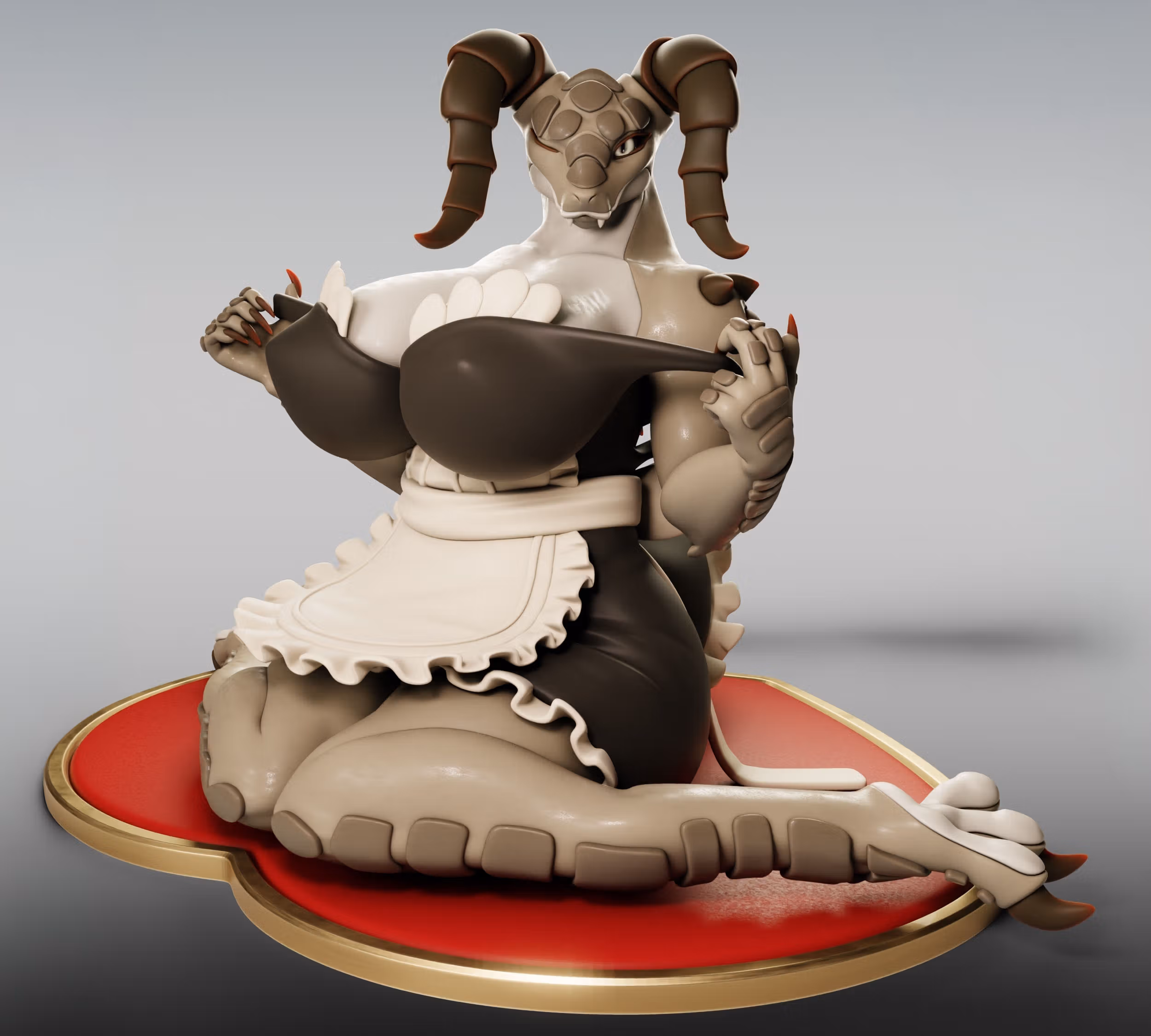 Estatua Deathclaw Maid Furry | Fallout Fan art por Gray World SFW 3d printed statue,3d printed,Argonian Maid Statue,Fallout statue,3d printed figure,furry statue