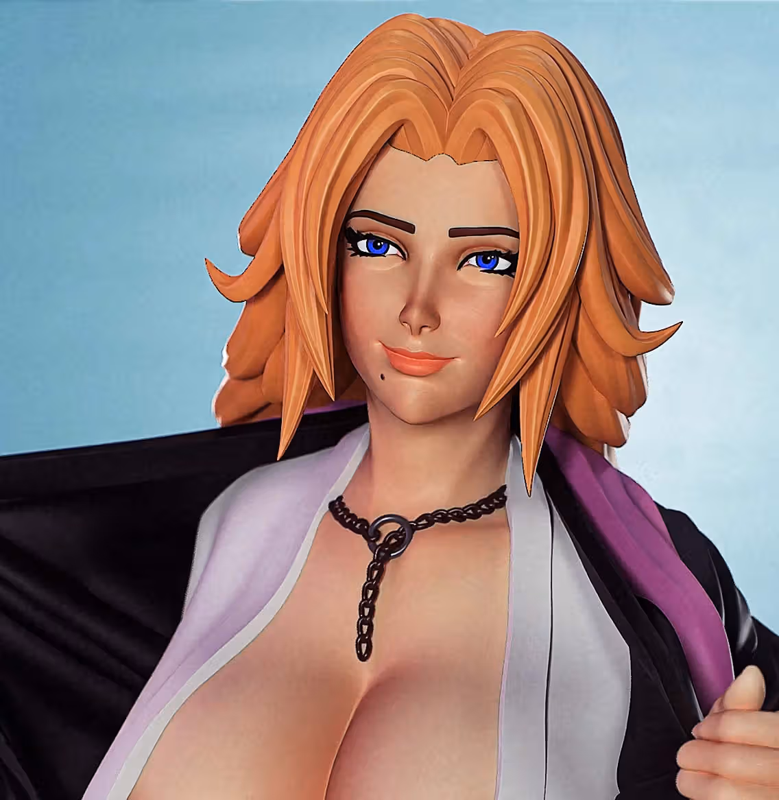Rangiku Matsumoto Statue | Bleach Fan Art by PEACHFIGURE SFW,NSFW 3d printed,3d printed statue,Rangiku Matsumoto statue,Bleach statue,nsfw statue