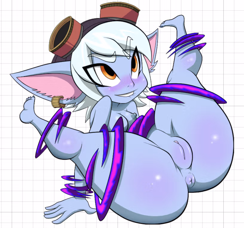 Yordle Spread Legs Furry Girl Sticker | League of Legends Vinyl-Sticker NSFW nsfw sticker,stickers,Yordle sticker,League of Legends stickers,furry sticker