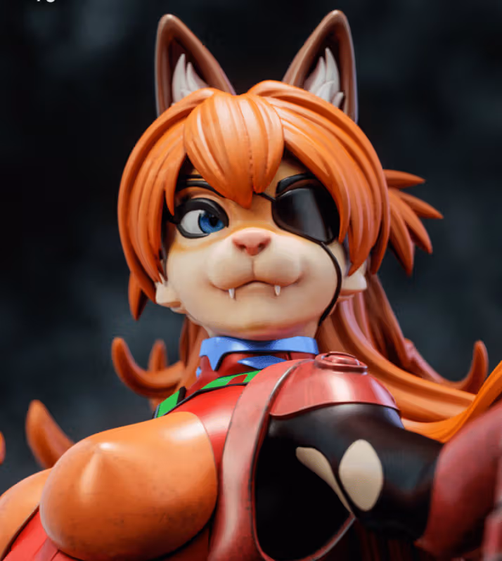 Asuka Furry Statue | Evangelion Fanart von Gatsu SFW,NSFW 3d printed statue,3d printed,nsfw statue,Asuka Statue,Evangelion Statue,furry statue